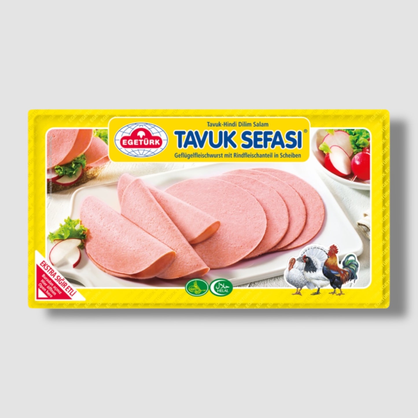 Egetürk Geflügelfleischwurst mit Rindfleischanteil in Scheiben 125g - Goomart