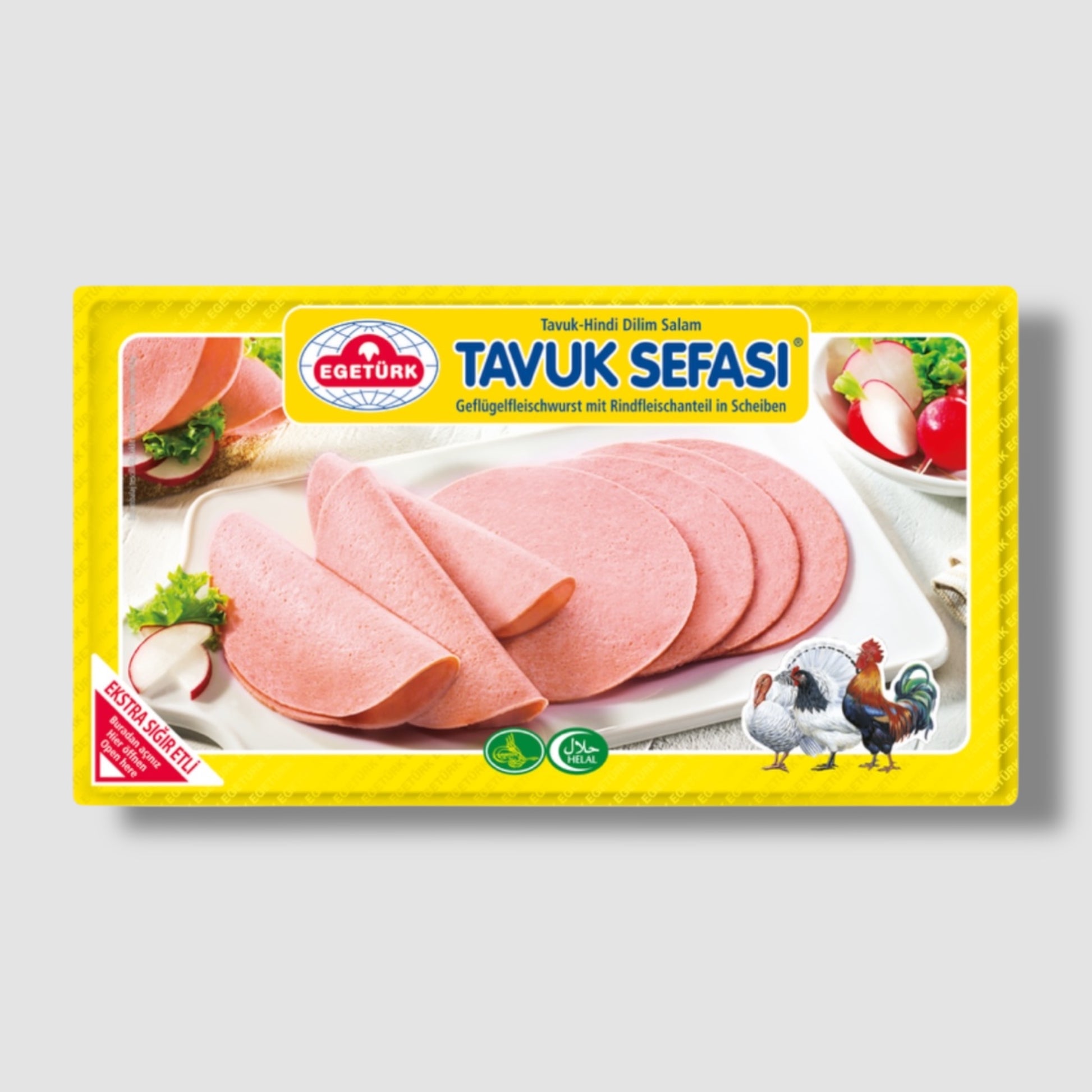 Egetürk Geflügelfleischwurst mit Rindfleischanteil in Scheiben 125g - Goomart