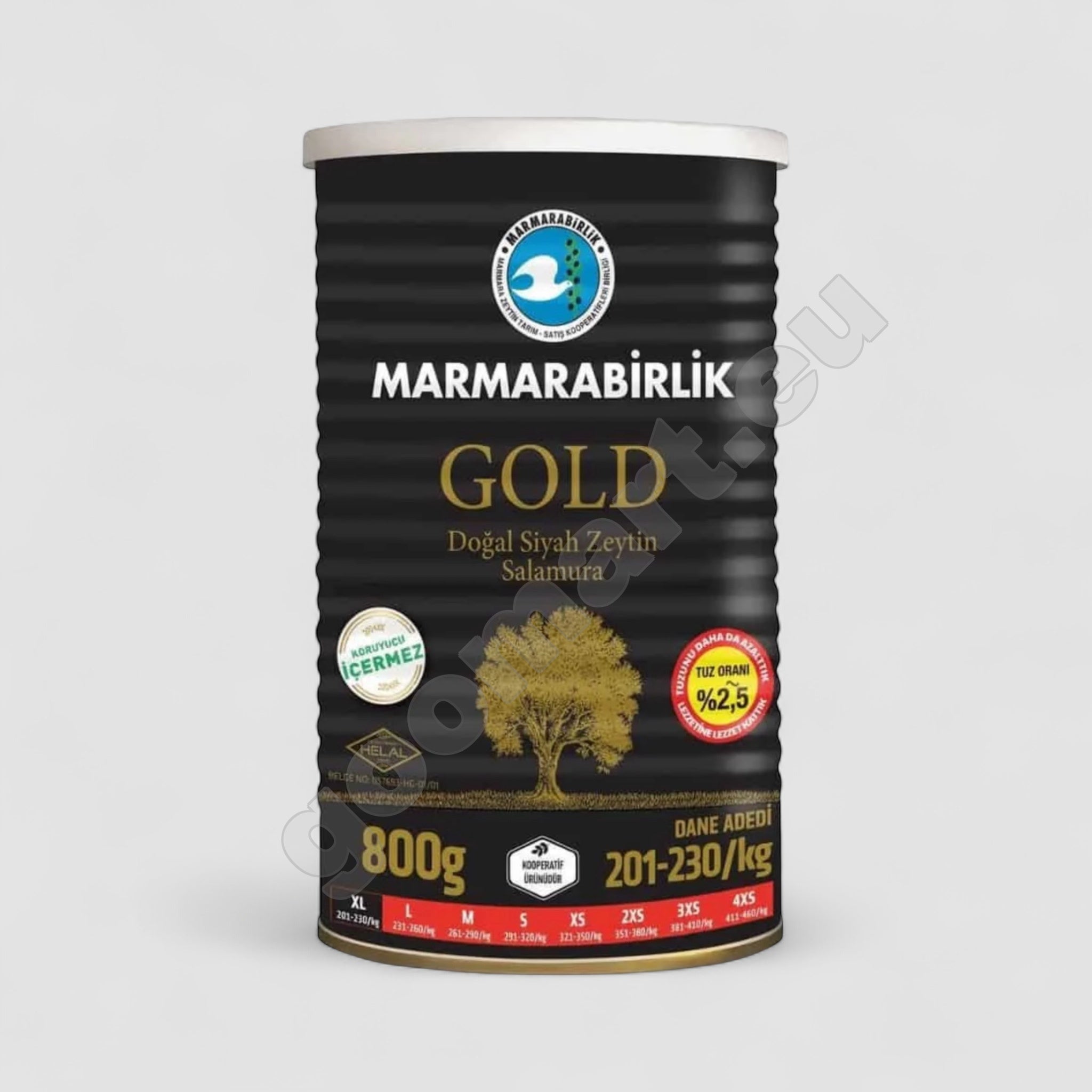 Marmara Birlik Gold Schwarze Oliven 201–230 800g - Goomart