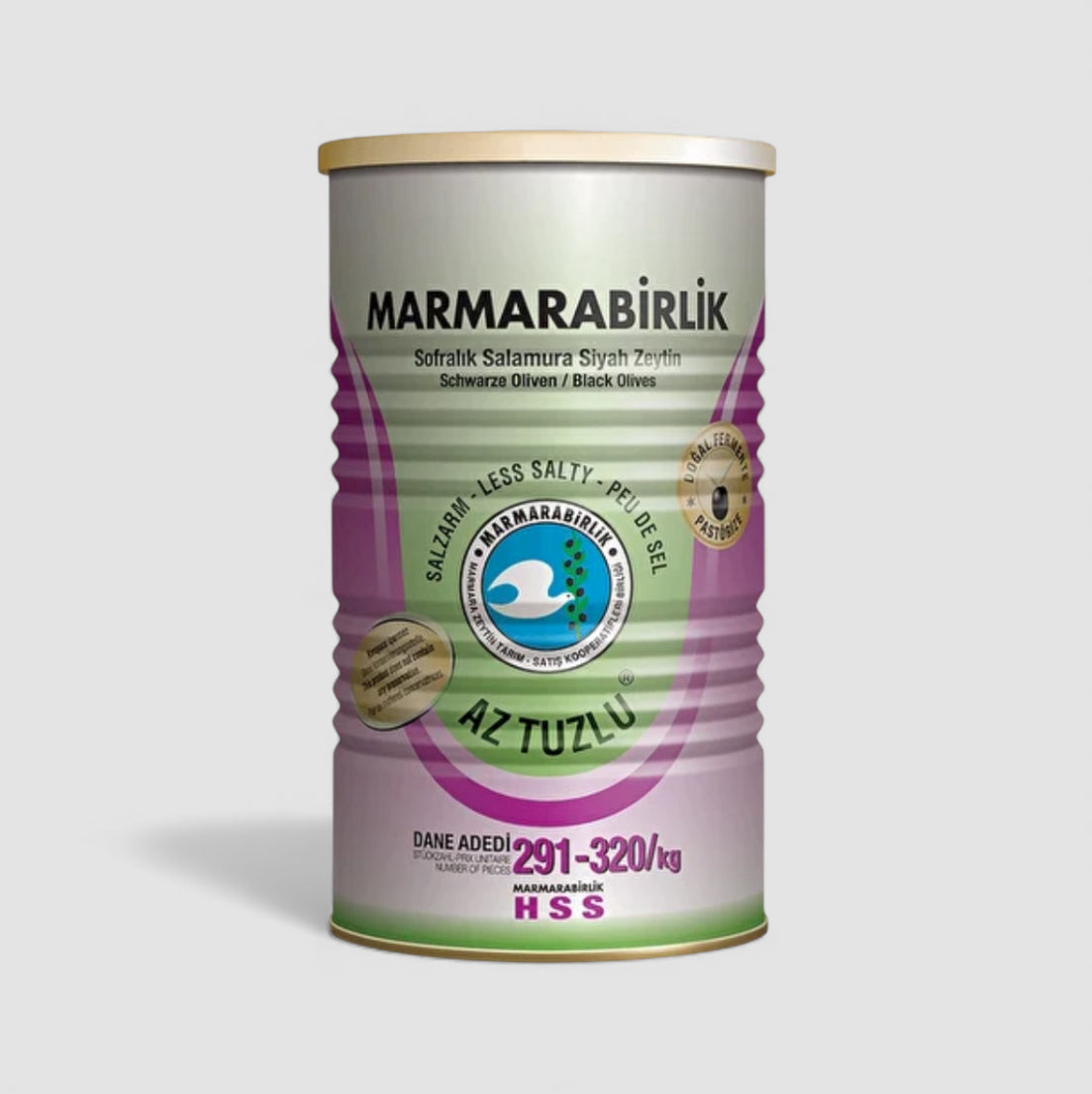 Marmara Birlik Leicht Gesalzene Schwarze Oliven 291–320 800g - Goomart